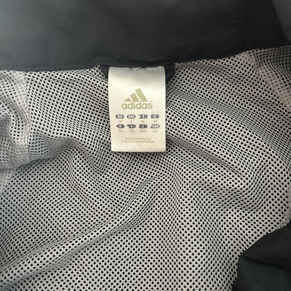 Adidas Black Mesh Lined Zip Up Hoodie Windbreaker Jacket Adult Size L - Picture 7 of 8